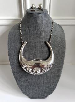 Graziella Laffi Sculptural Sterling Silver Necklace and Earrings Set by Graziella Laffi - 4191275