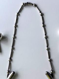 Graziella Laffi Sculptural Sterling Silver Necklace and Earrings Set by Graziella Laffi - 4191277