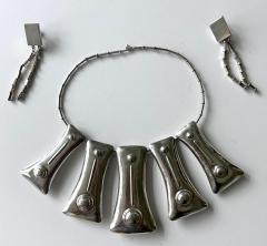Graziella Laffi Sculptural Sterling Silver Necklace and Earrings Suite by Graziella Laffi - 4183995