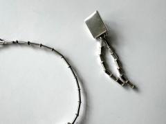 Graziella Laffi Sculptural Sterling Silver Necklace and Earrings Suite by Graziella Laffi - 4184001