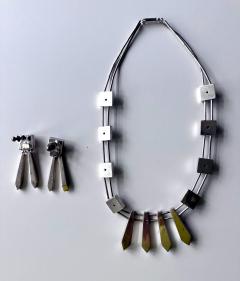 Graziella Laffi Sculptural Sterling Silver Necklace and Earrings Suite by Graziella Laffi - 4186206