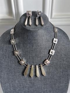 Graziella Laffi Sculptural Sterling Silver Necklace and Earrings Suite by Graziella Laffi - 4186209