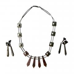 Graziella Laffi Sculptural Sterling Silver Necklace and Earrings Suite by Graziella Laffi - 4186419
