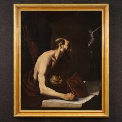 Great 17th century Caravaggesque painting Saint Jerome in his Study - 3932080