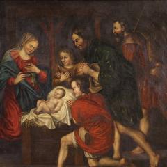 Great 17th century French painting Adoration of the Shepherds - 4018579