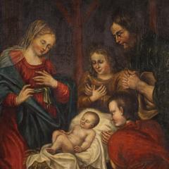 Great 17th century French painting Adoration of the Shepherds - 4018586