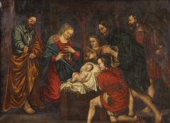 Great 17th century French painting Adoration of the Shepherds - 4018591