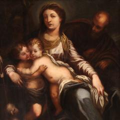 Great 17th century Italian painting Holy Family with the Infant Saint John - 4133805