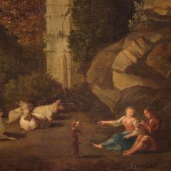 Great 17th century Italian painting bucolic landscape with ruins - 4233960
