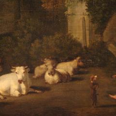 Great 17th century Italian painting bucolic landscape with ruins - 4233963