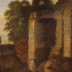 Great 17th century Italian painting bucolic landscape with ruins - 4233964