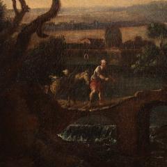 Great 17th century Italian painting countryside landscape with figures - 4220820