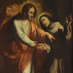 Great 17th century religious painting Christ Appearing to Saint Catherine - 4341695