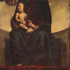 Great 17th century religious painting Madonna with Child and Cherubs - 4259443