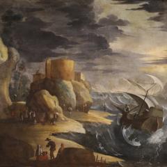 Great 17th century stormy sea marine painting - 4149307