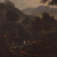 Great 18th century landscape painting with figures - 4129307