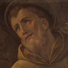 Great 18th century religious painting Saint Francis of Assisi - 4362511