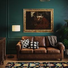 Great 19th century French painting interior scene with pet dogs - 4238602