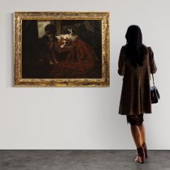 Great 19th century French painting interior scene with pet dogs - 4238603