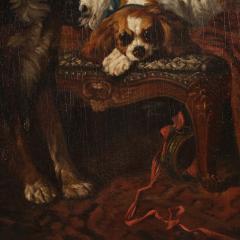 Great 19th century French painting interior scene with pet dogs - 4238608