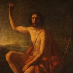 Great 19th century Italian painting Saint John the Baptist - 4046012