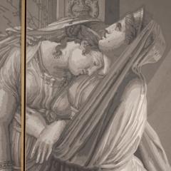 Great 19th century mythological grisaille painting Cupid and Psyche - 4122930