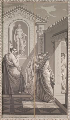 Great 19th century mythological grisaille painting Cupid and Psyche - 4123490