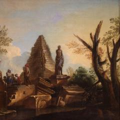 Great Capriccio Painting with Classical Ruins and Figures from the 18th Century - 4027659