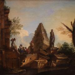 Great Capriccio Painting with Classical Ruins and Figures from the 18th Century - 4027661