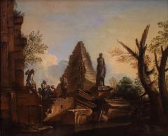 Great Capriccio Painting with Classical Ruins and Figures from the 18th Century - 4027749