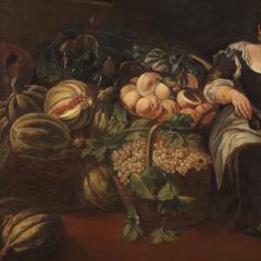 Great Italian painting from the 18th century genre scene with still life - 4142713