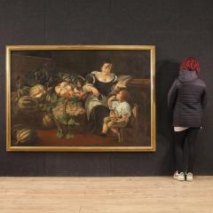 Great Italian painting from the 18th century genre scene with still life - 4142722