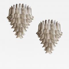 Great Pair of Chandeliers in Precious Smoky and Clear Murano Glass - 4519421