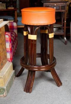Great Set of Six Tiki Bamboo Bar Stools - 507030