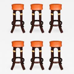 Great Set of Six Tiki Bamboo Bar Stools - 508683
