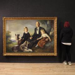 Great family portrait painting signed Francisco Ribera and dated 1972 - 4105249
