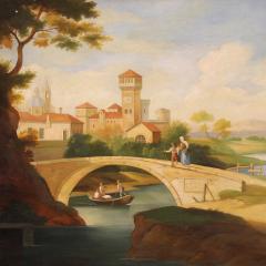 Great landscape painting with figures from the 20th century - 4153307