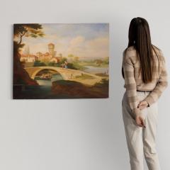 Great landscape painting with figures from the 20th century - 4153311