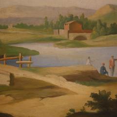 Great landscape painting with figures from the 20th century - 4153313
