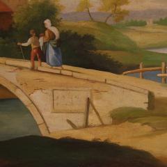Great landscape painting with figures from the 20th century - 4153314