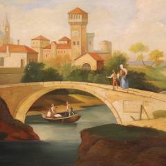 Great landscape painting with figures from the 20th century - 4153317