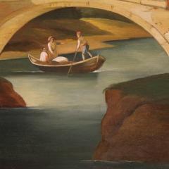 Great landscape painting with figures from the 20th century - 4153318