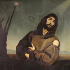 Great religious painting signed and dated 1865 Saint Francis - 4356867