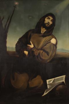 Great religious painting signed and dated 1865 Saint Francis - 4358506