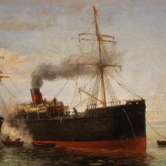 Great seascape painting signed and dated 1895 - 4095851
