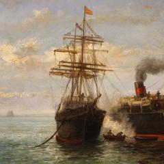 Great seascape painting signed and dated 1895 - 4095853