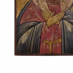 Greek Wood Painted Mother of God Umilenie  - 4670534