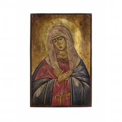 Greek Wood Painted Mother of God Umilenie  - 4709531