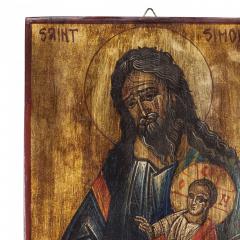 Greek Wood Painted St Simeon - 4670539