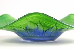 Green Blue Murano Glass Bowl Handpainted Italy circa 1970 - 3682897